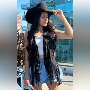 ShopEvelynne Black Fringe Vest